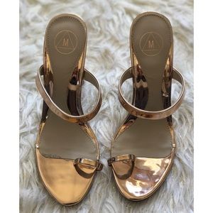 Missguided Rose Gold Metallic Mules- Size 9